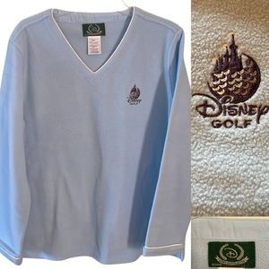Disney Golf V Neck Light Blue Fleece Size Large